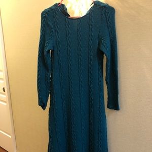 Knit turquoise midi dress. Lightly worn